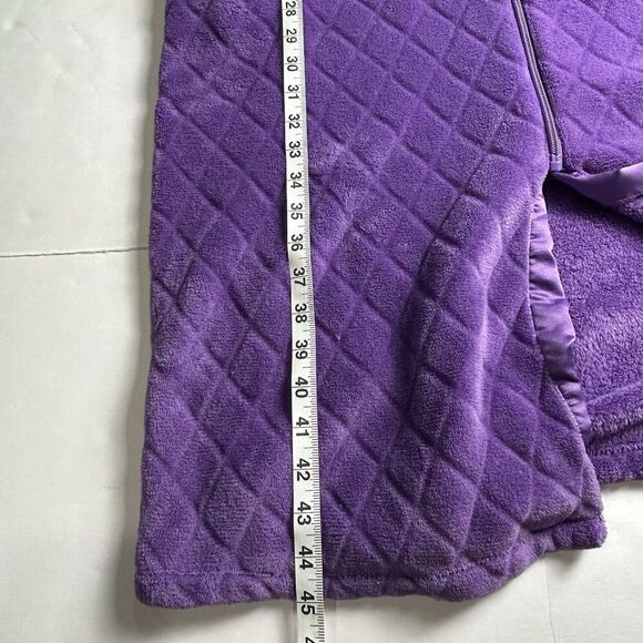 Celestial Dreams Vintage Robe Housecoat M Purple Fleece Zip Long Sleeve Pockets - Picture 6 of 6